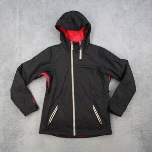 Sims Snowboarding Jacket Womens Medium Gray Red Hooded Ski Winter Coat 960F11